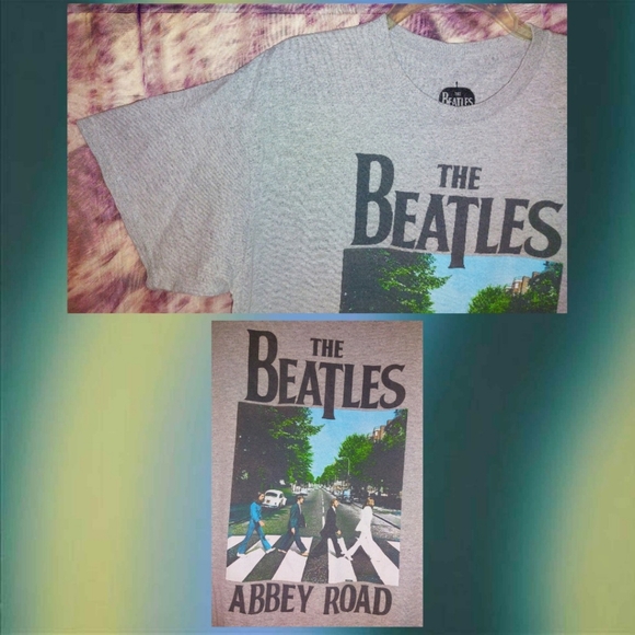 Apple Corps brand Gray/Multiclr The Beatles Abbey Road Graphic Knit T-shirt Sz L - Picture 3 of 6